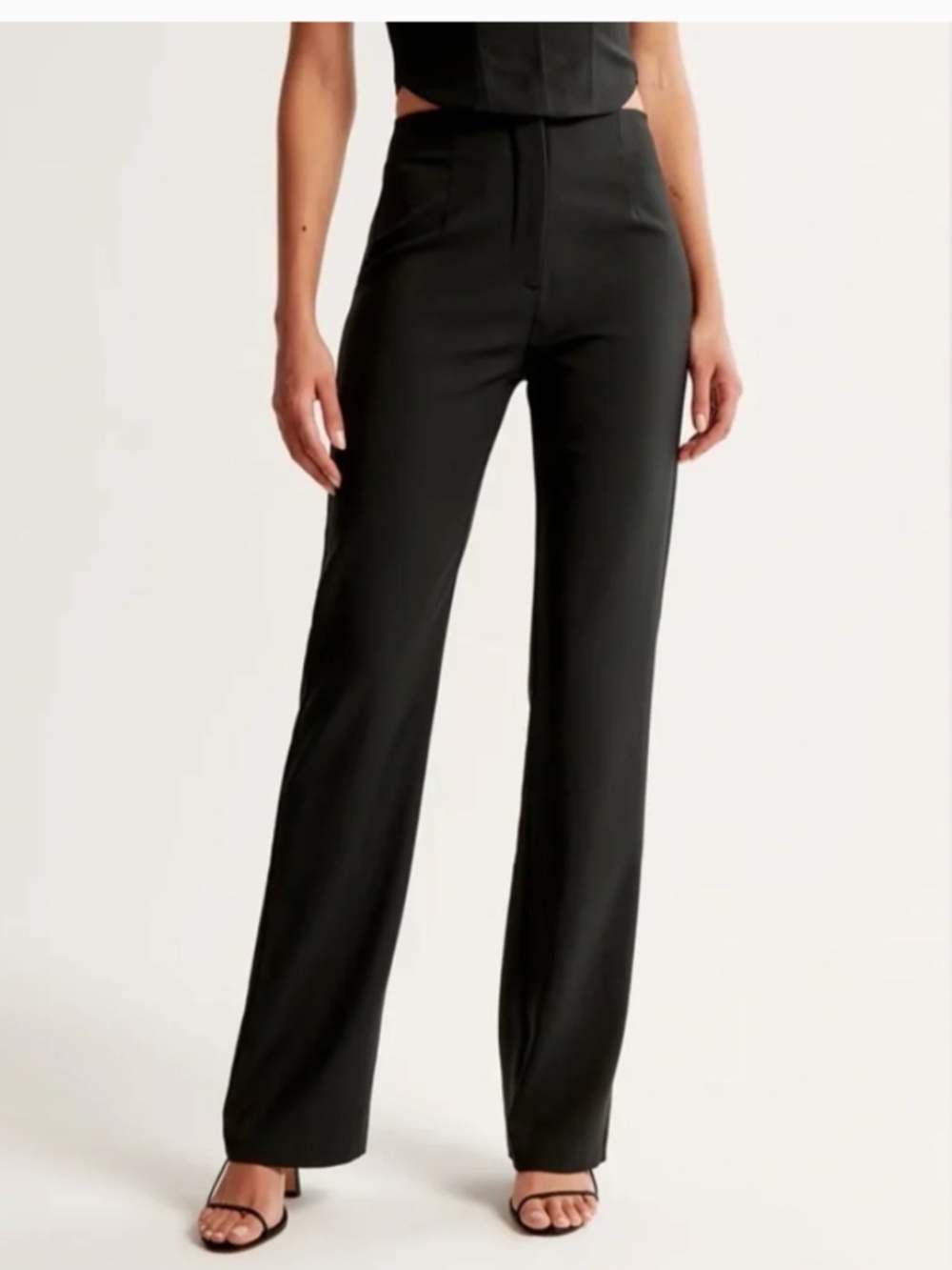 NWT Abercrombie & Fitch Black High Rise Slim Boot Trouser Size 10 Short
